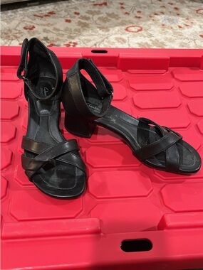 Clarks Black Strappy Block Heel Sandals